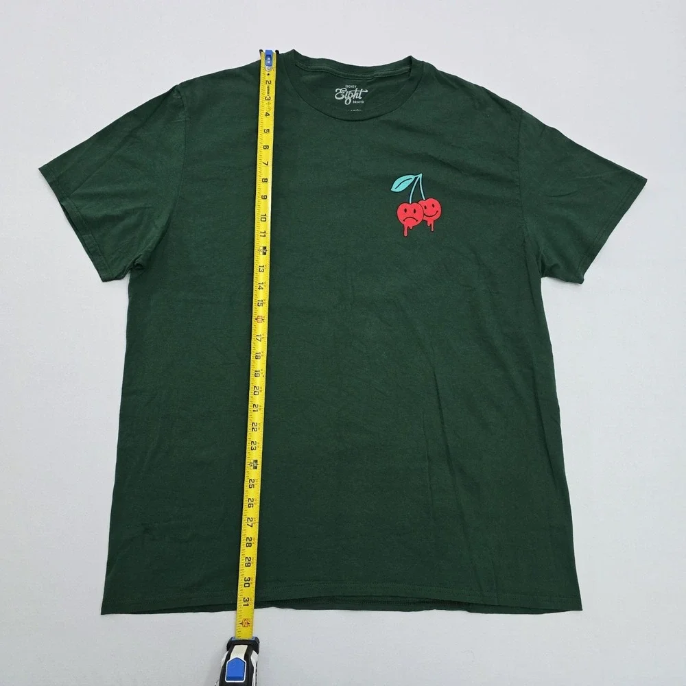 Eighty Eight Brand Mens Antisocial Cherry Graphic T-Shirt Green 2XL Streetwear